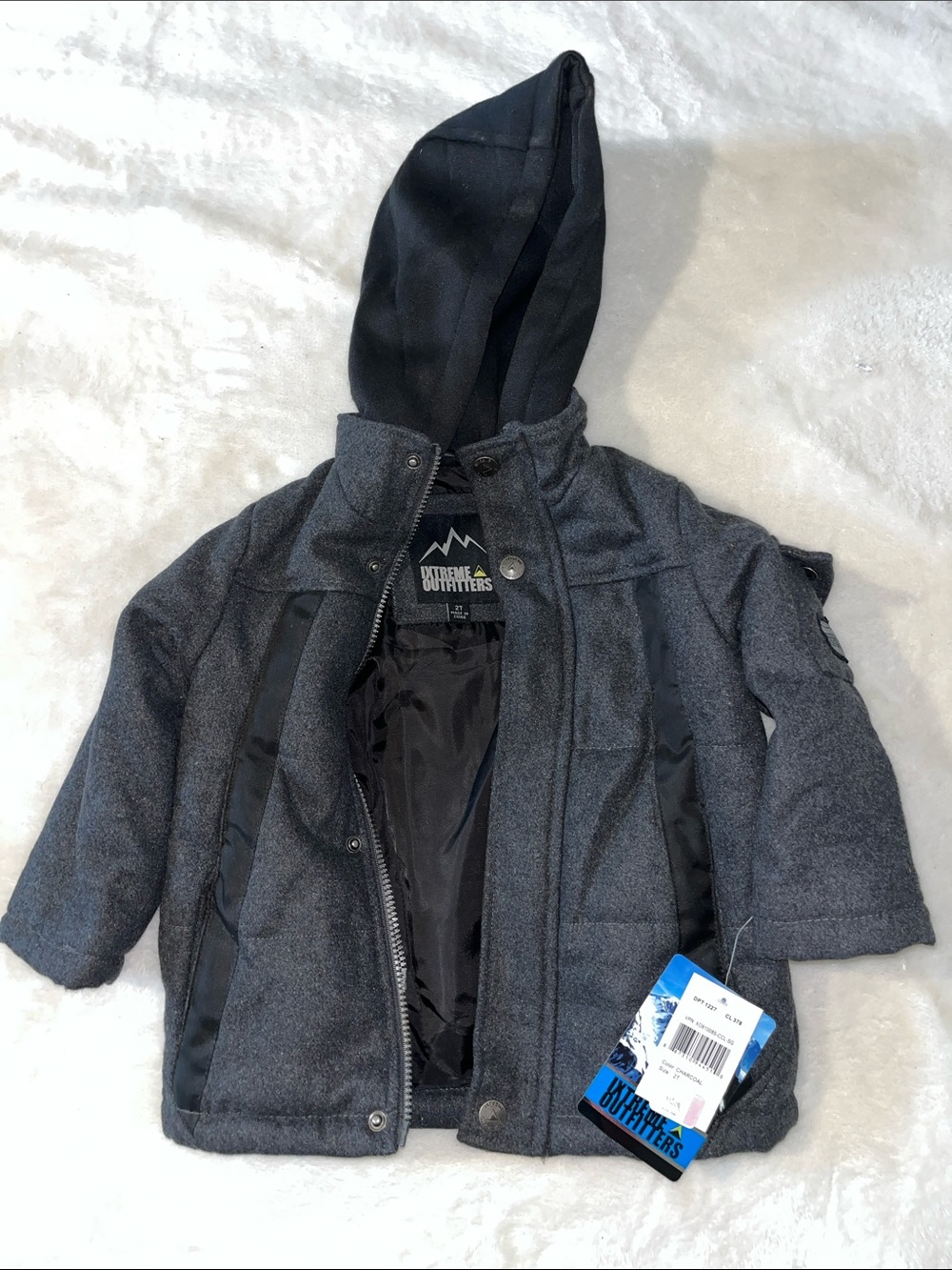 Ixtreme Outfitters Kids' Charcoal Hooded winter Jacket (2T) NWT